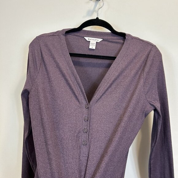 Athleta Uptempo Ribbed Henley Top Minimalistic Purple Medium 981737 - Picture 4 of 11